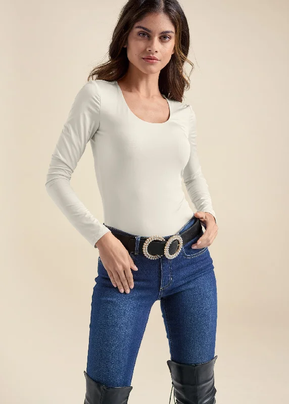 Denim Design Hi-Def Casual Bodysuit - Off White