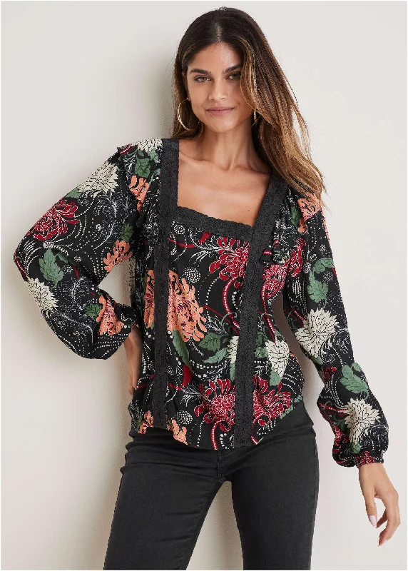 Dynamic Fashion Ruffle Square Neck Blouse - Whimsical Mums