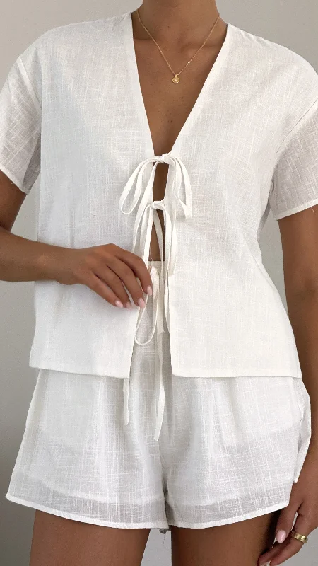 Weekend Comfort Zella Top and Shorts Set - White